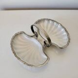 Vintage Double Shell Serving Dish - Silver Plated with Cup