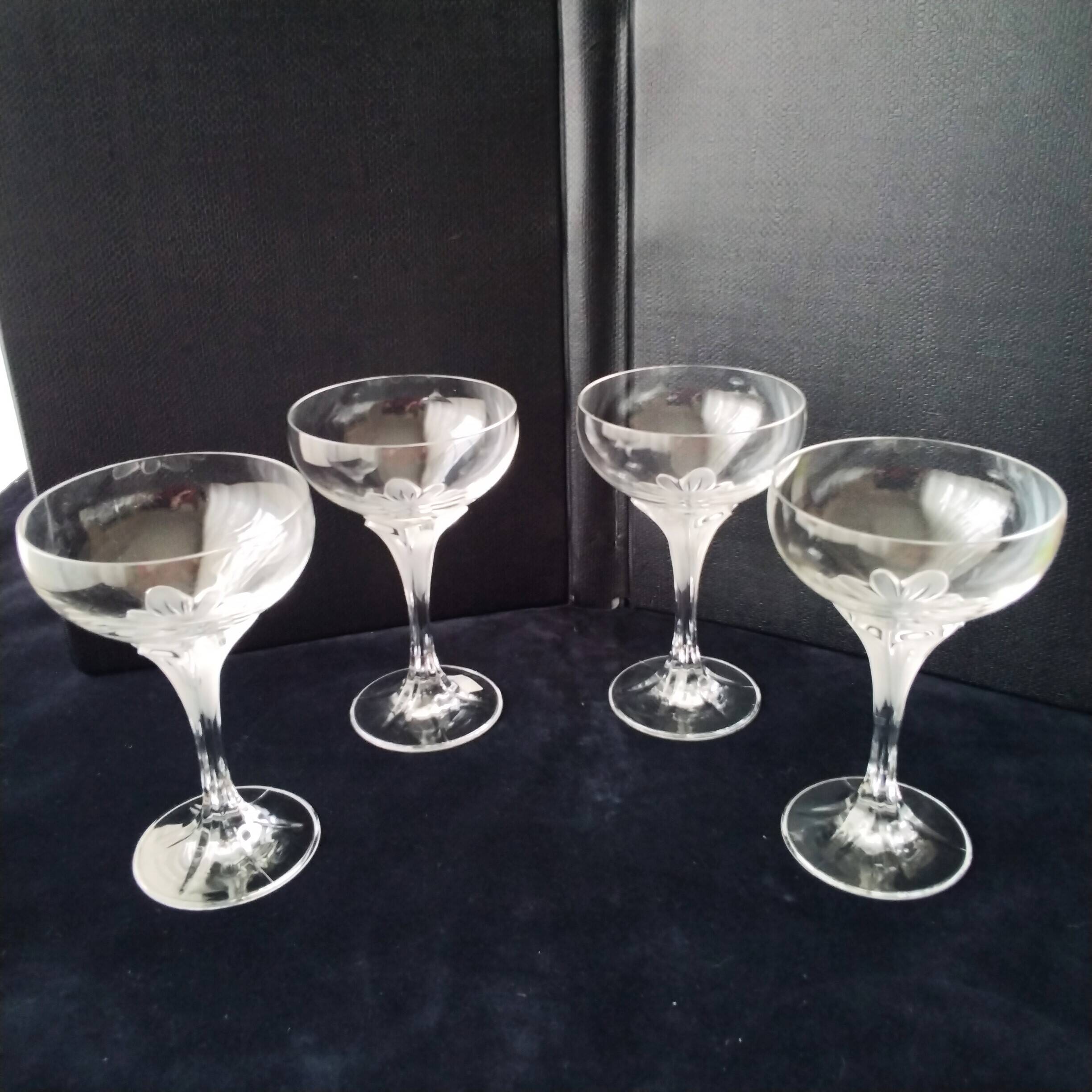 4 Cristal d'Arques Champagne Glasses, Granville Model