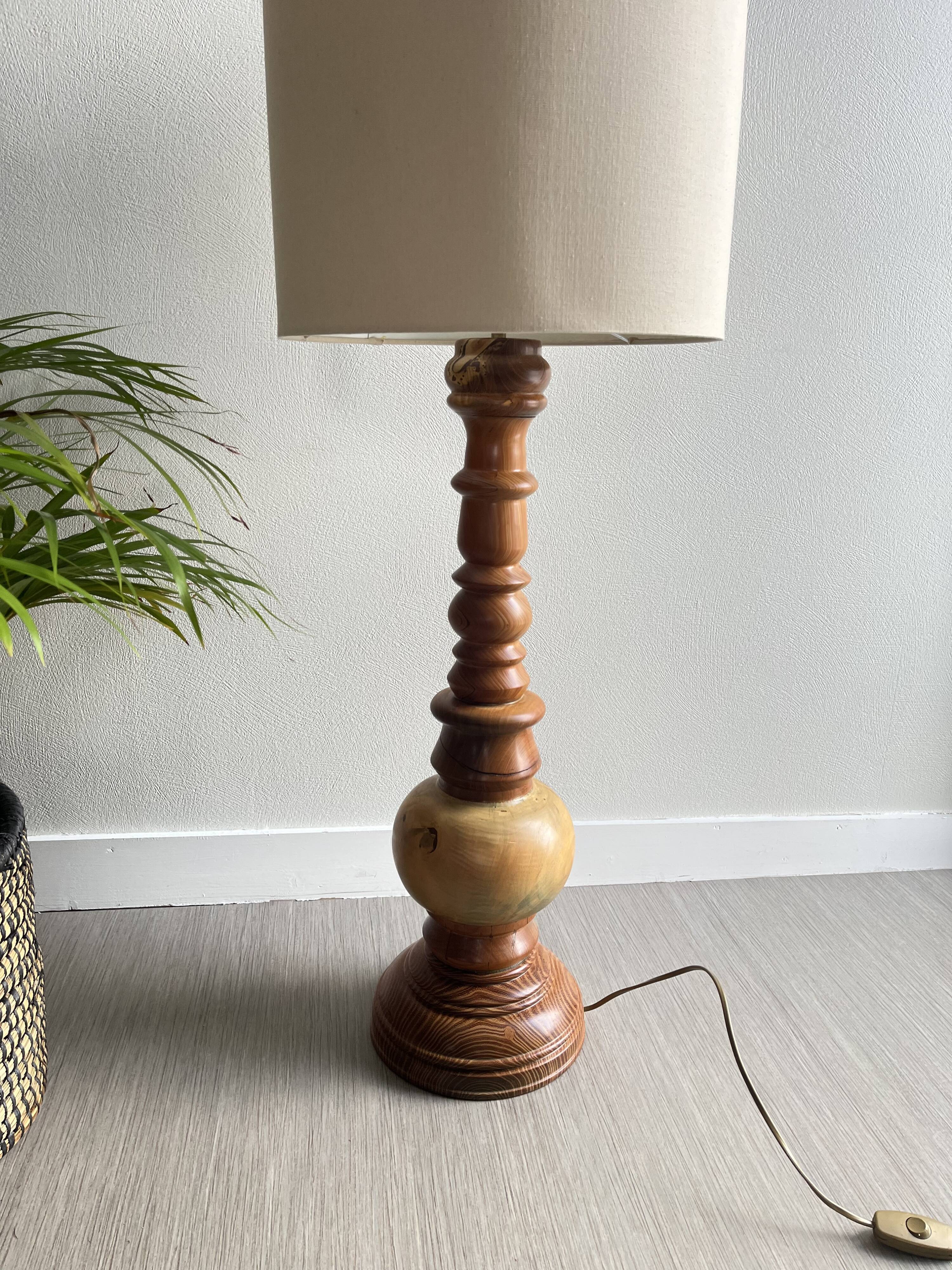 Vintage turned wooden lamp base