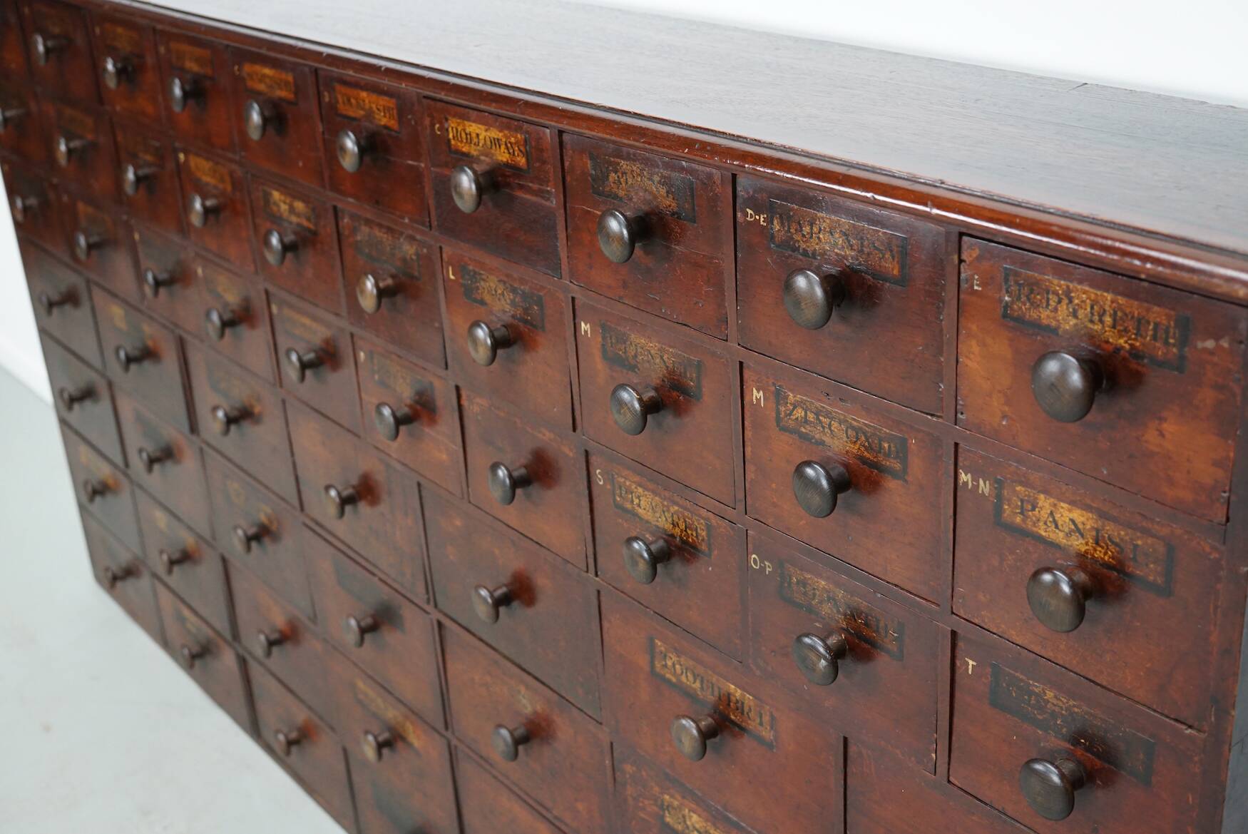 Antique Hardwood Apothecary Cabinet / Bank of Drawers, England, 19th Centur