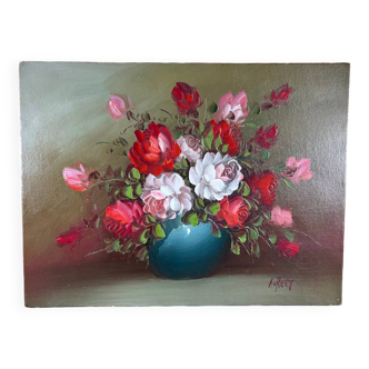 Tableau peinture à l’huile bouquet de fleurs