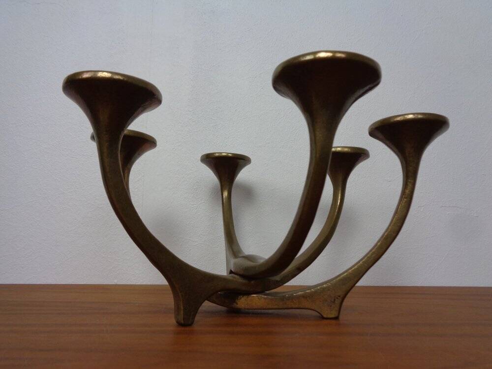 Brutalist Bronze Candleholder by Michael Harjes, 1960s