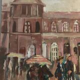 Oil on canvas signed Brunel