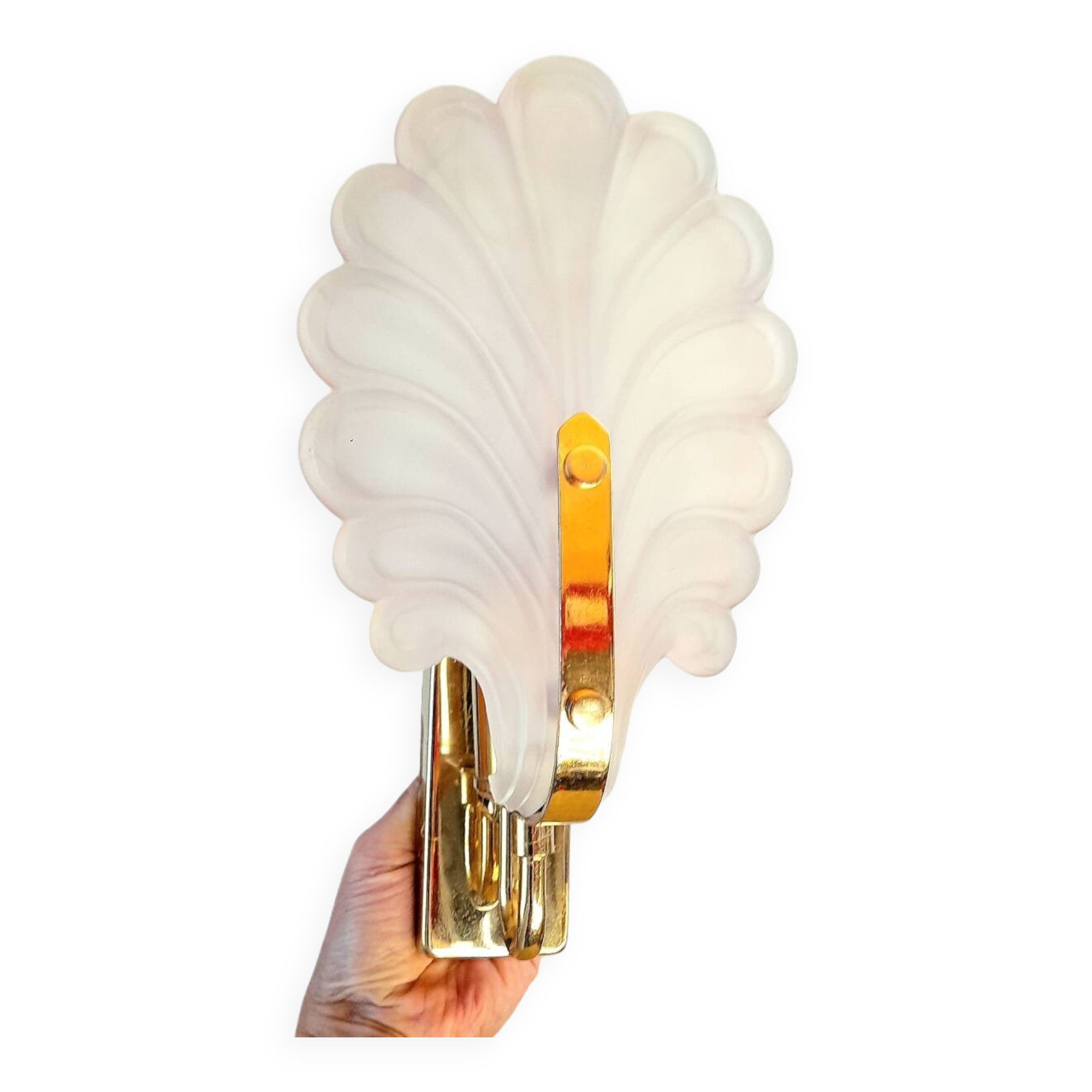 Frosted glass leaf wall light, 1980.