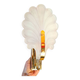 Frosted glass leaf wall light, 1980.