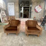 Pair of vintage brown armchairs circa 1970