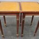 Pair of small flying tables dandy wrapped leather and gold vignette