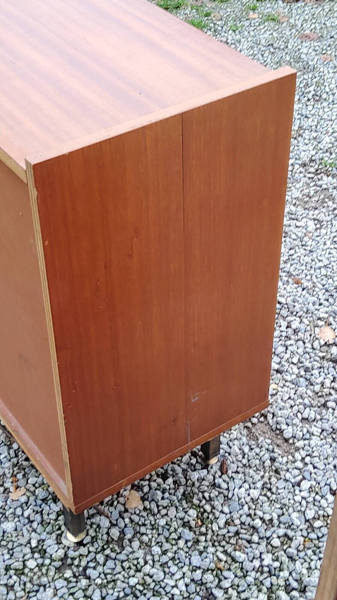 Pair of vintage mahogany sideboards with square metal legs from the 60s