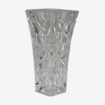 Flared vase in worked crystal