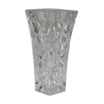Flared vase in worked crystal