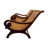 Fauteuil planteur canné bras roulé style anglais époque colonial