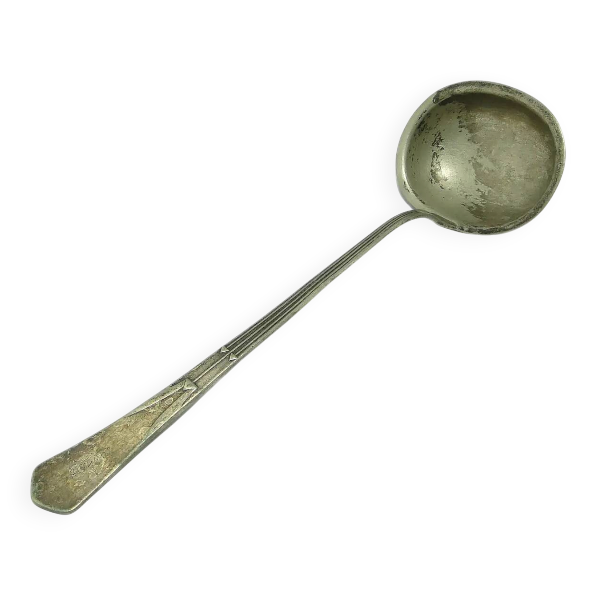 Art Nouveau soup ladle, silver-plated alpacca, Kummer, Poland, 1920s.