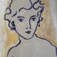 Painting signed Chinese ink and pastel female portrait “study”