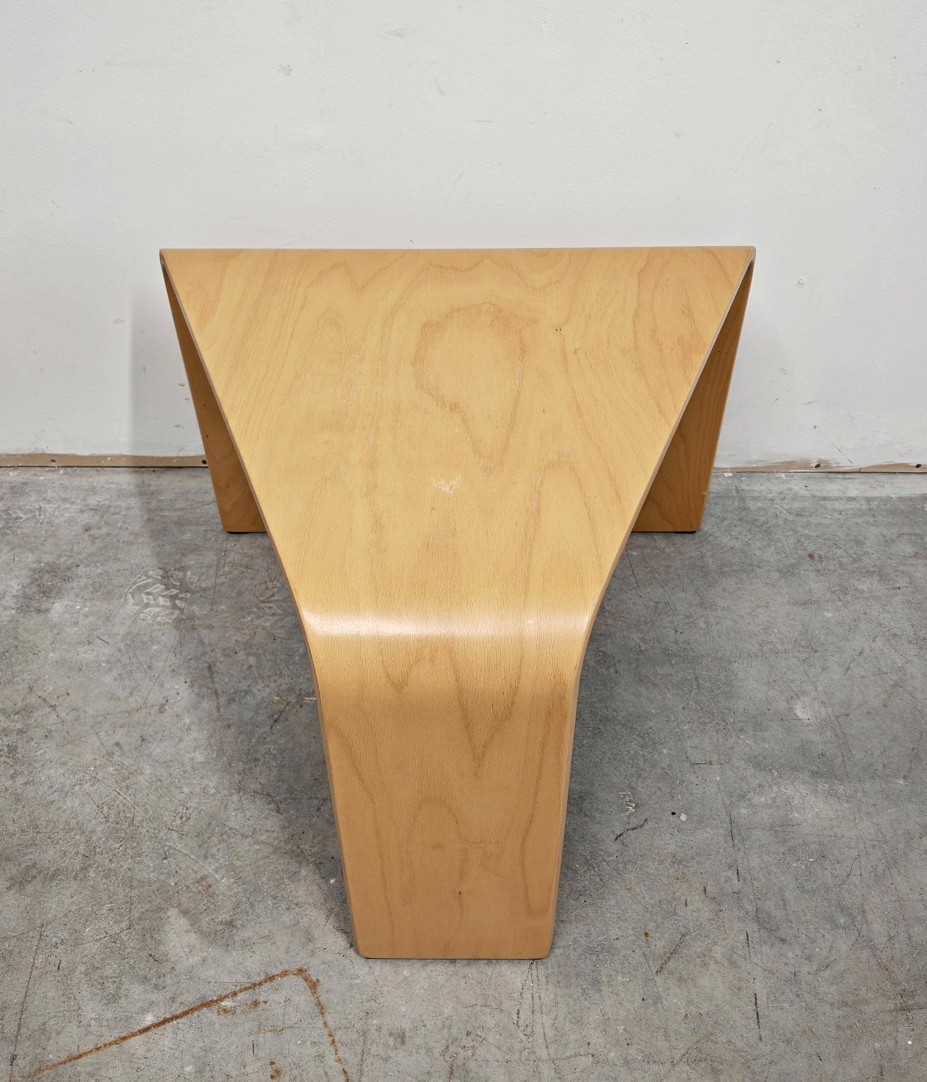 Postmodern side table made of beech plywood by Ekornes Stressless from the 1980s.