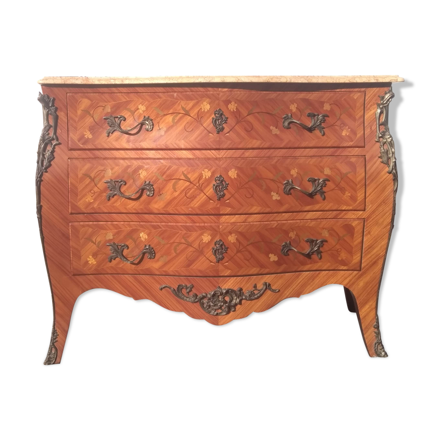 Curved 3-drawer Louis XV drawers from the 1950s