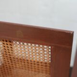 Pair of large armchairs. Wood and cane. Circa 1960