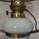 Old suspension in opaline, earthenware and brass - kerosene lamp