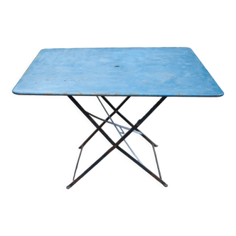 Table de jardin fer couleur bleu, pliante