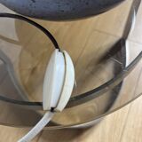 Ceramic lamp signed jm dehoux lampshade in feathers and dried flowers
