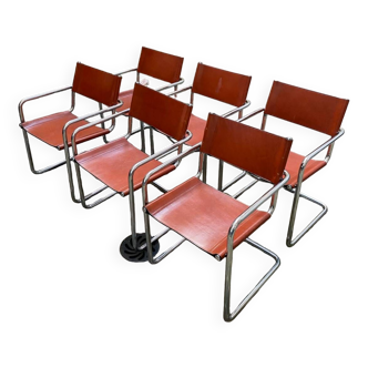 Set of 6 Unifor cantilever chairs Italy 1970