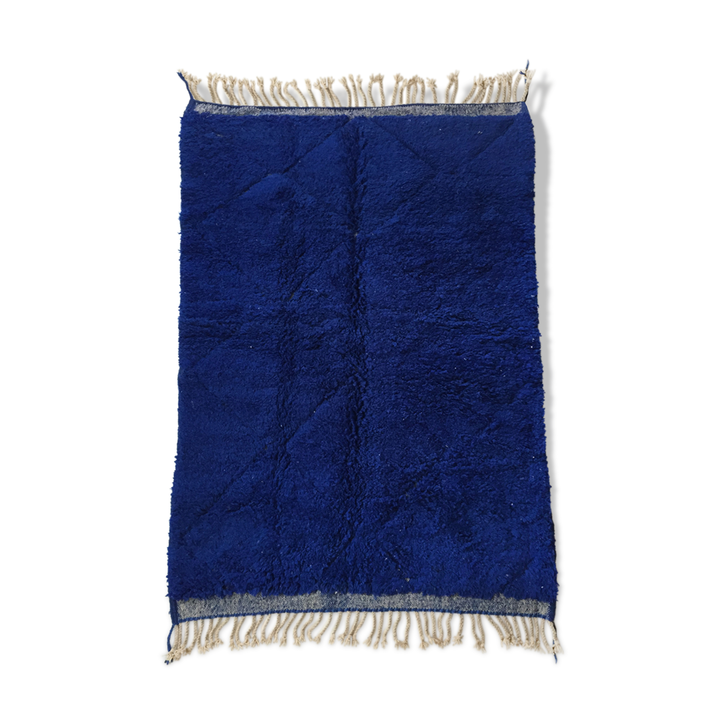 Moroccan berber carpet beni ouarain intense blue with engraved diamonds 246x160cm