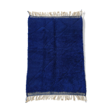 Moroccan berber carpet beni ouarain intense blue with engraved diamonds 246x160cm