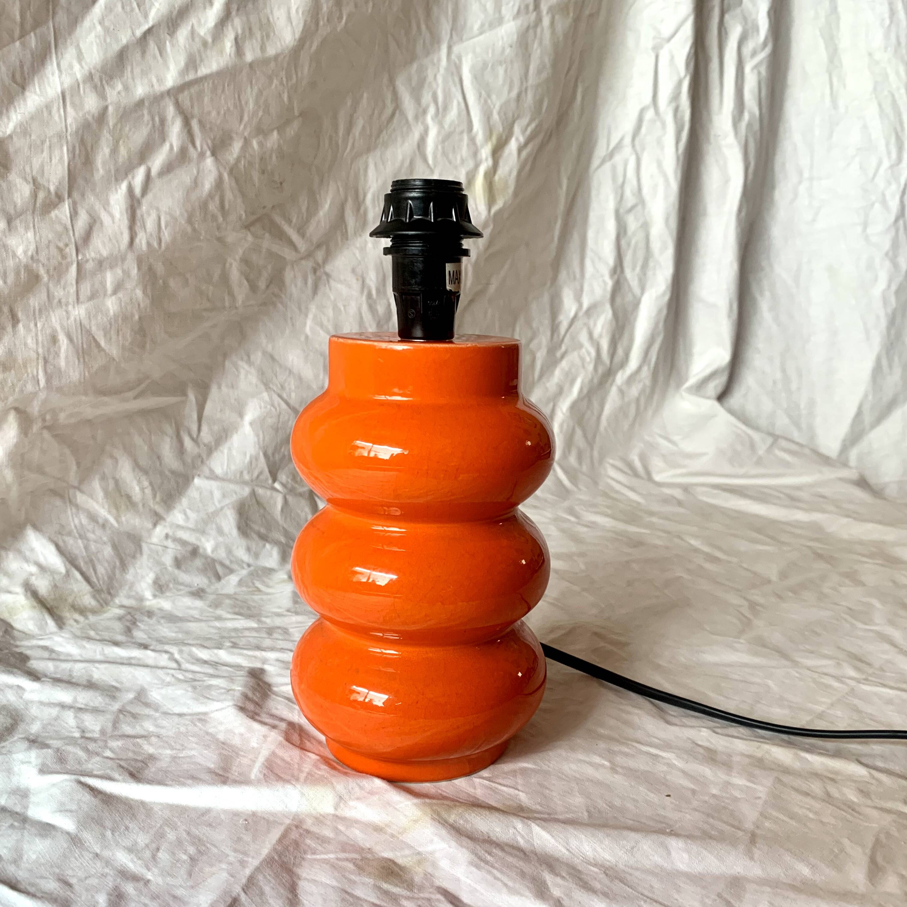 Orange glazed ceramic lamp base - 1970s