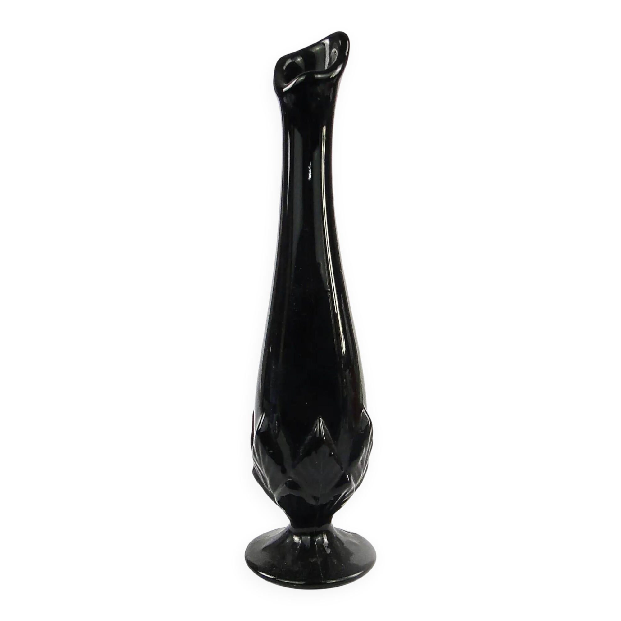Art Deco vase, black glass, Ząbkowice, Poland, 1970s
