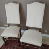 Set of 6 sheep bone chairs and 1 matching ottoman