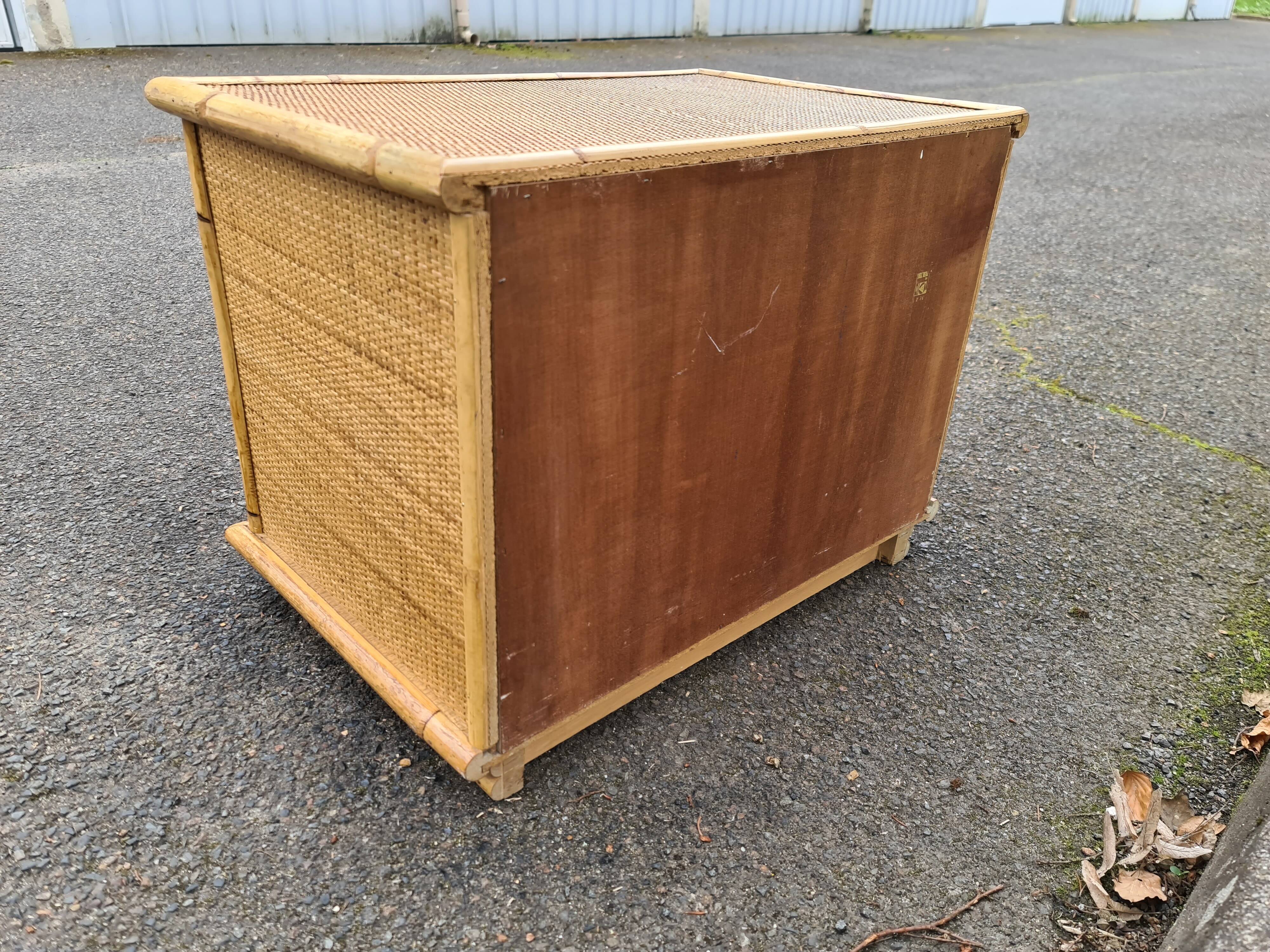 Bedside Dal Vera rattan Vintage bamboo 1980