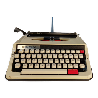 Machine à écrire mécanique brother brunsviga avec son couvercle de transport - vintage