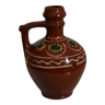 Vase ou soliflore vintage marron à motifs peints - artisanat