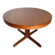 Table ronde dia 116cm extensible type Scandinave en teck et placage de teck an 1960