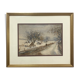 Old watercolor painting "Snow landscape" + frame