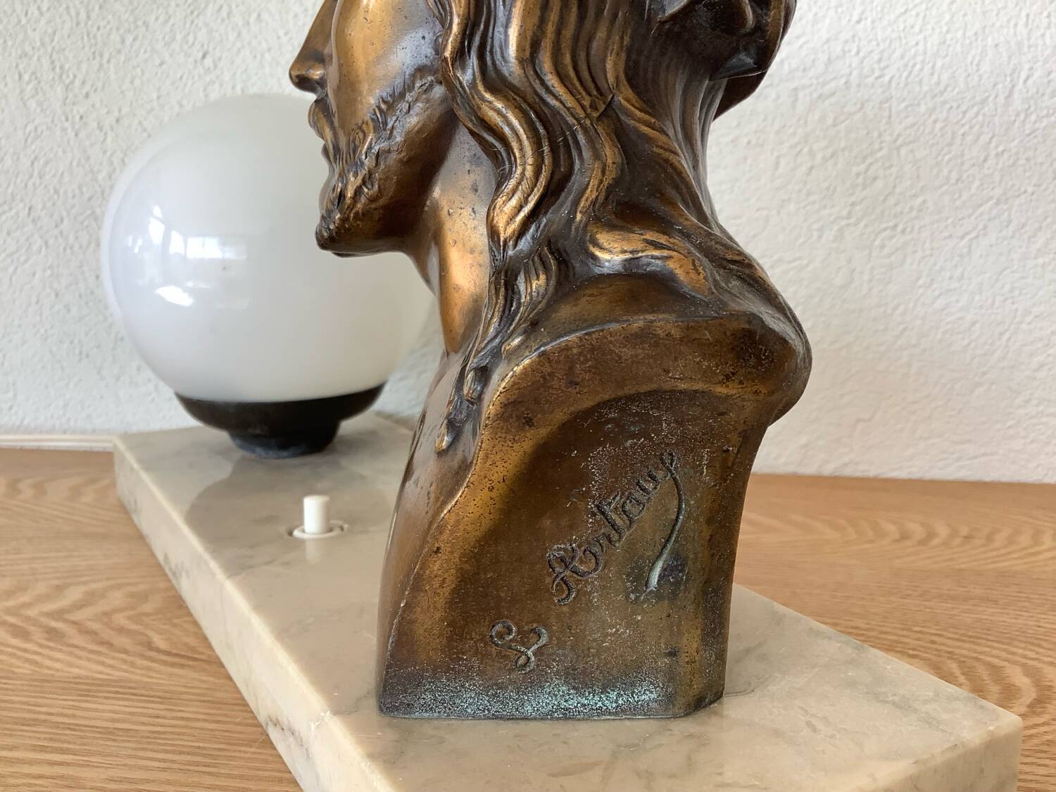 Christ bronze lamp signed L. Artaux