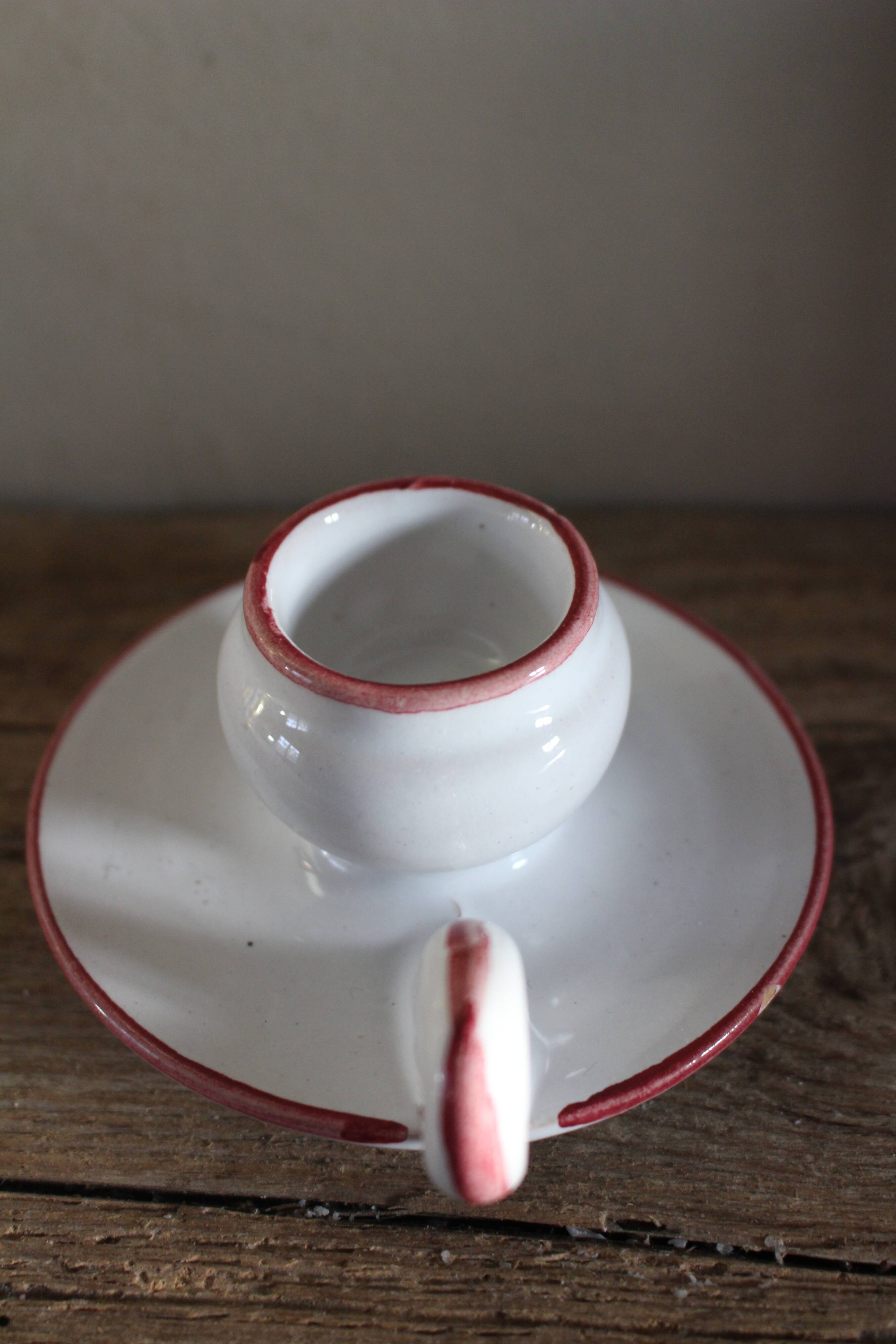 Vintage pink and green tulip ceramic candlestick rat.