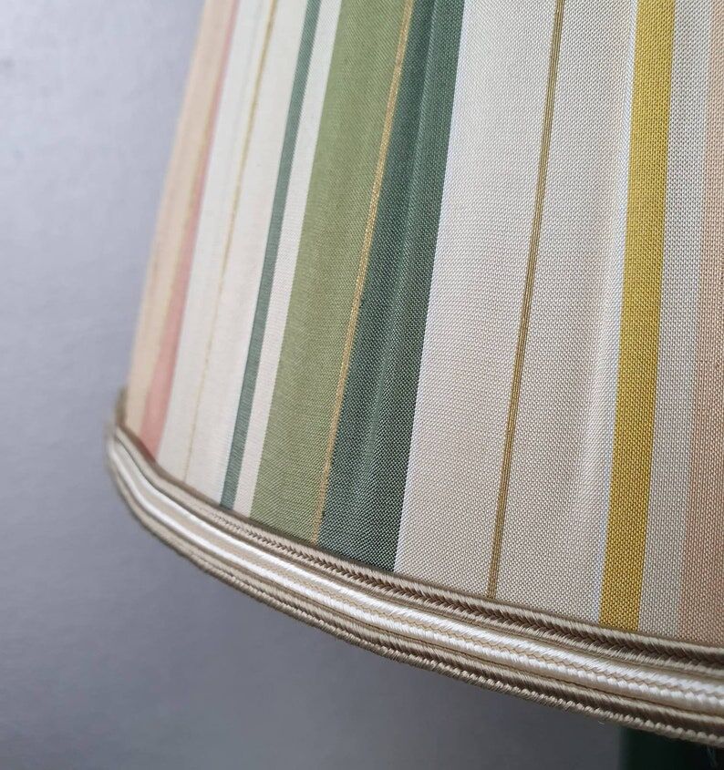 Brass lamp with pleated cap, 70s, Hollywood Regency