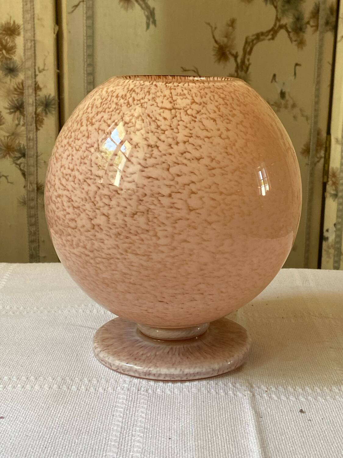 Art Deco vase in pink and white speckled Clichy glass – height 20 cm