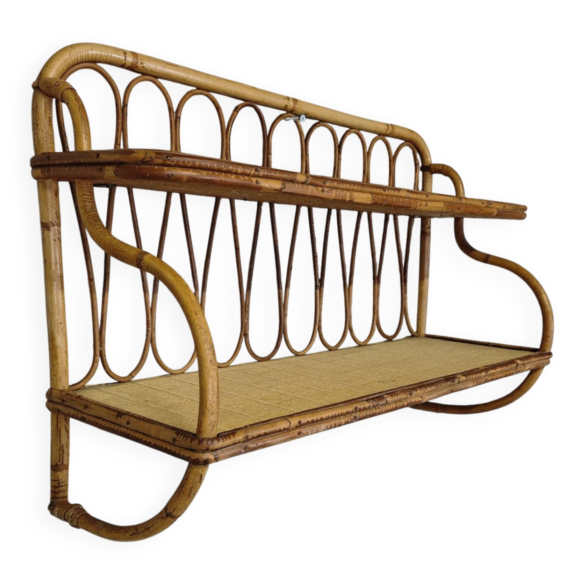 Rattan wall shelf
