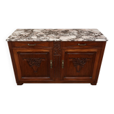 Art Deco buffet in carved oak and original marble, 1930s.