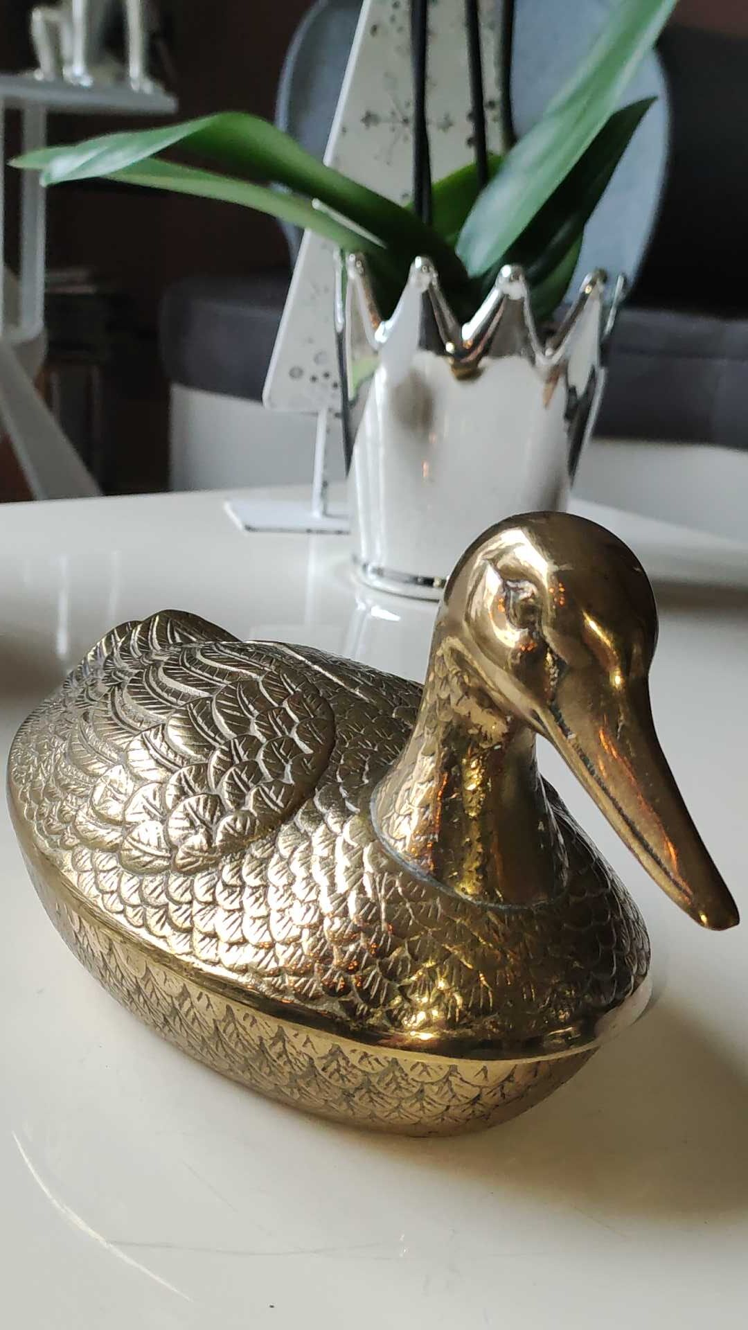 Void zoomorphic pocket in the shape of a mallard in solid brass - vintage model 70s