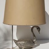 Lampe cygne bronze argenté années 70