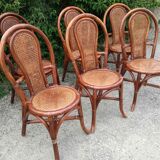 Set of 4 rattan terrace bistro chairs and cannage