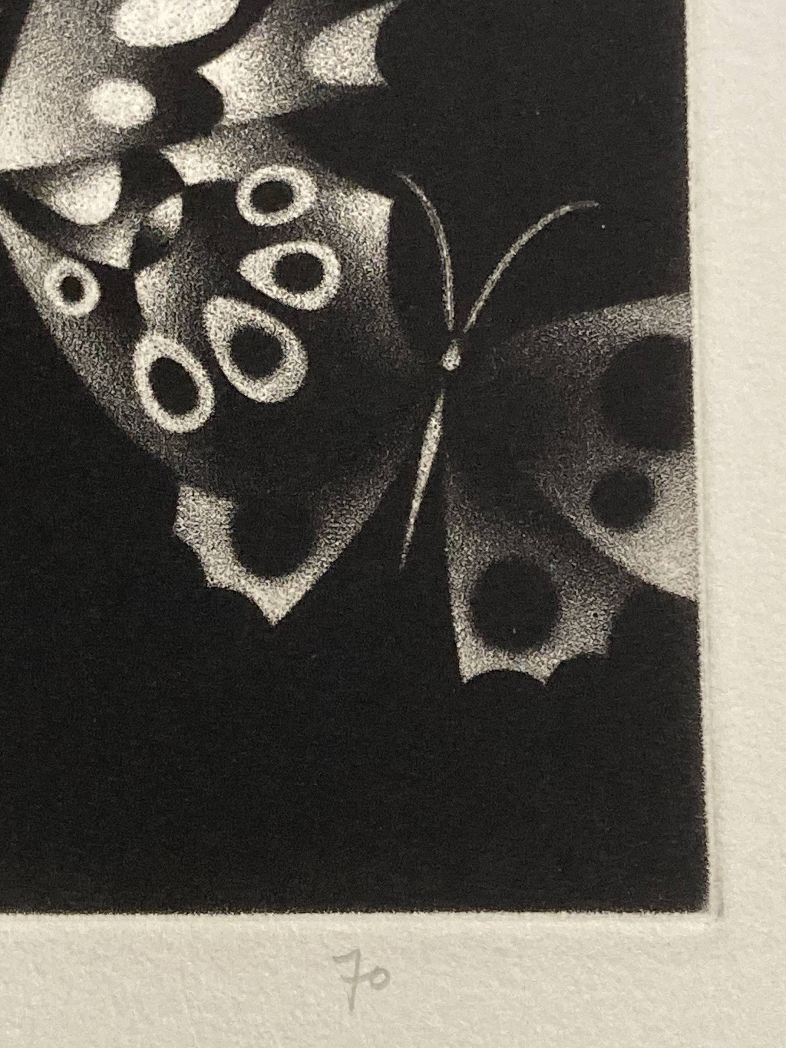 Mario avati (1921-2009), butterflies, black manner, 1970
