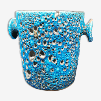 Blue ceramic ice bucket