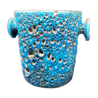 Blue ceramic ice bucket