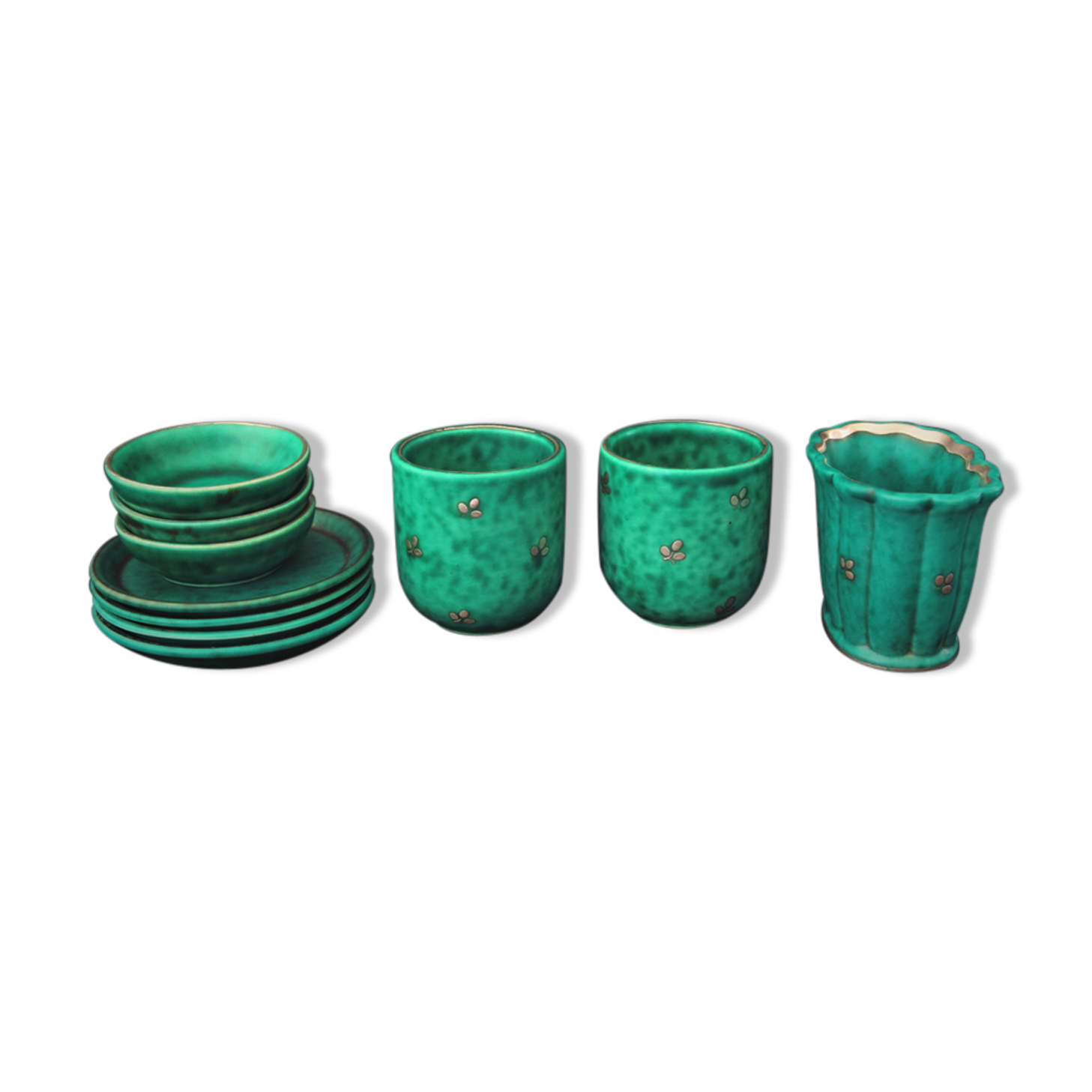 10 ceramic pieces from the Argenta collection by Gustavsberg, Art Deco period (c. 1940)
