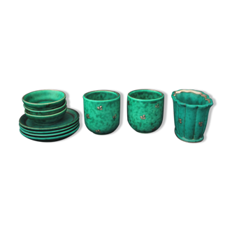 10 ceramic pieces from the Argenta collection by Gustavsberg, Art Deco period (c. 1940)
