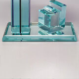 1970s Astonishing Table Clock by Omodomo in Crystal. Made in Italy