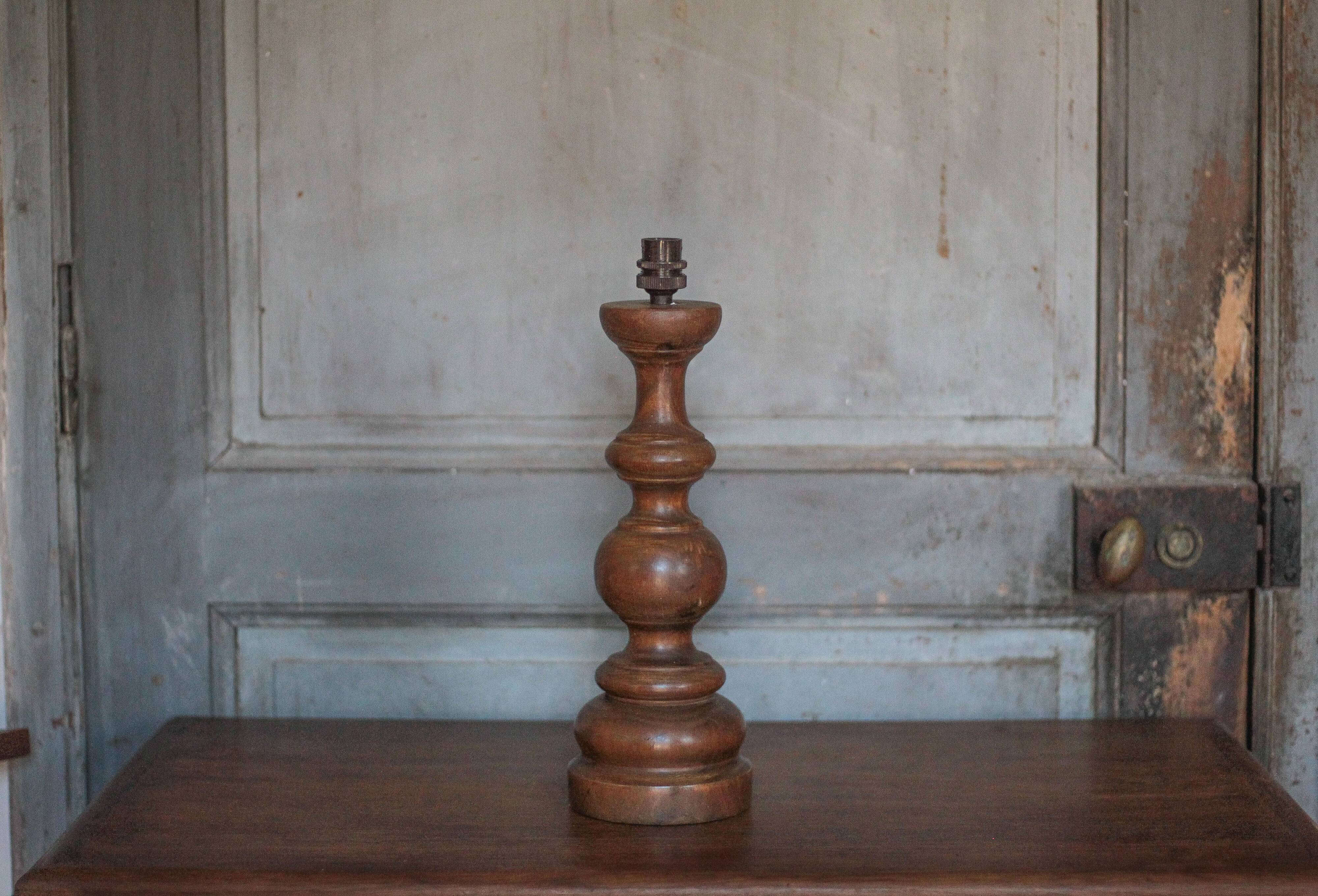 Turned wood lamp base, wooden lamp, table lamp, living room lamp